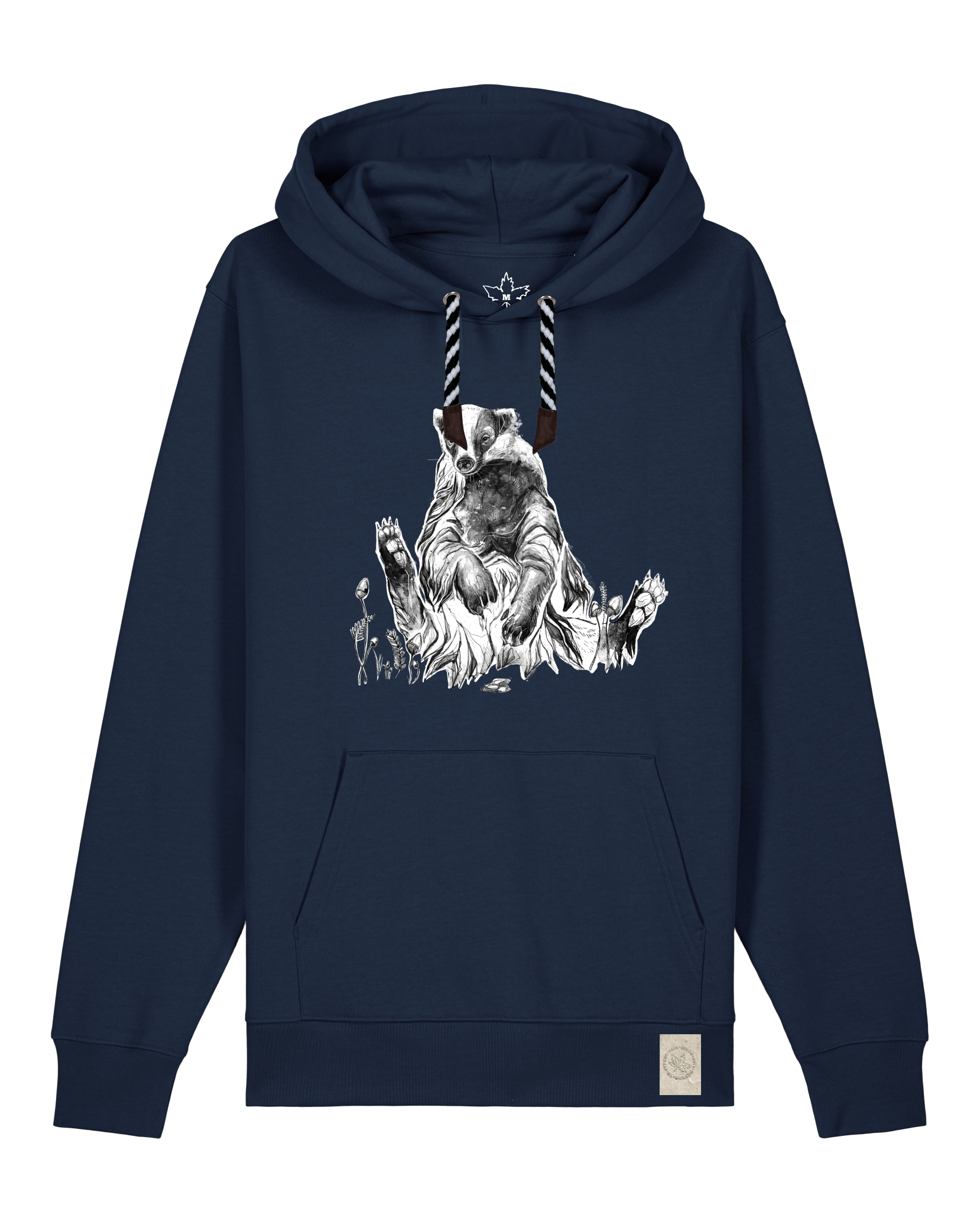 bio-unisex-medium fit-hoodie-dachs-stsu177-marine-sw kordel-front