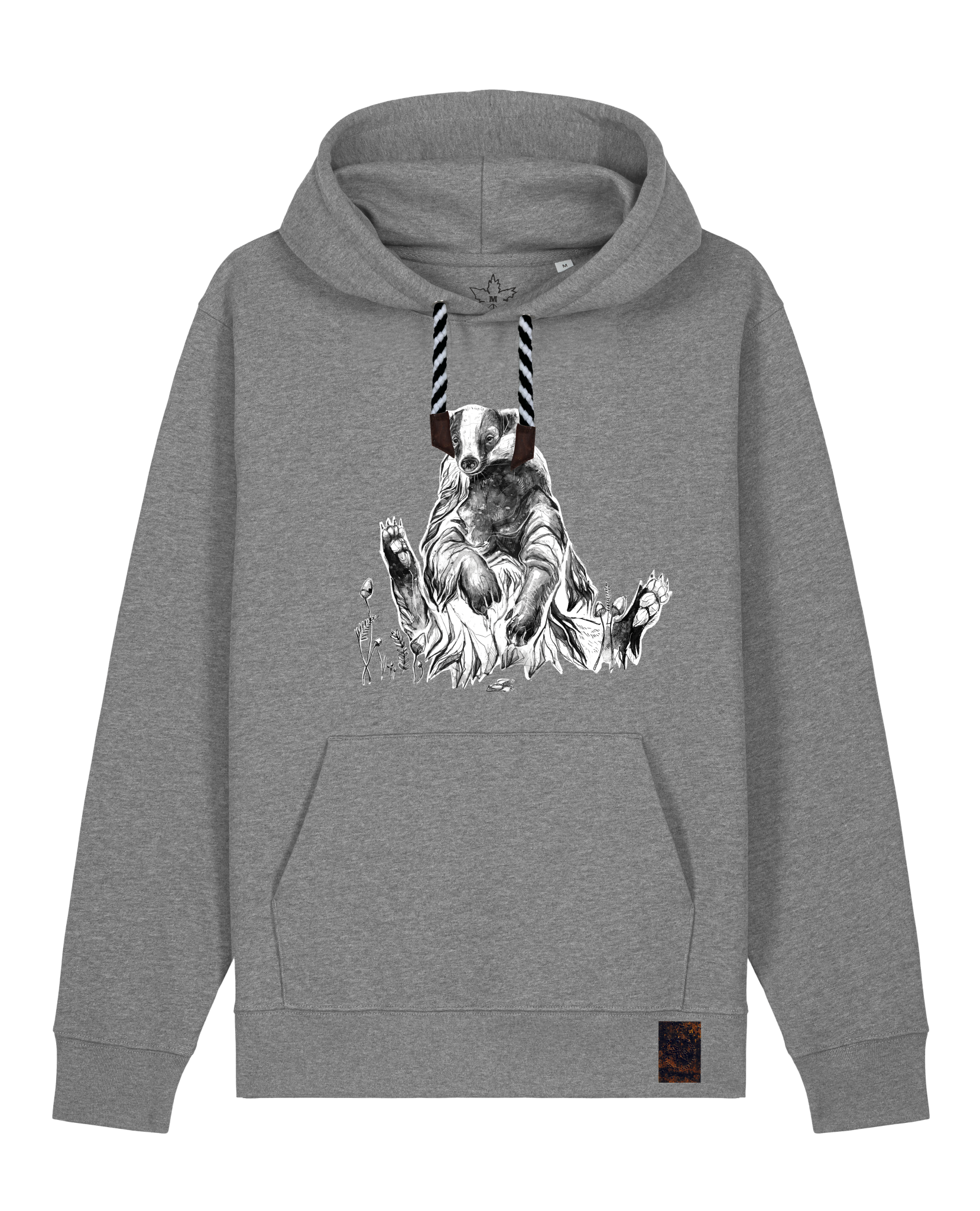 bio-unisex-medium fit-hoodie-dachs-stsu177-opossum-sw kordel-front