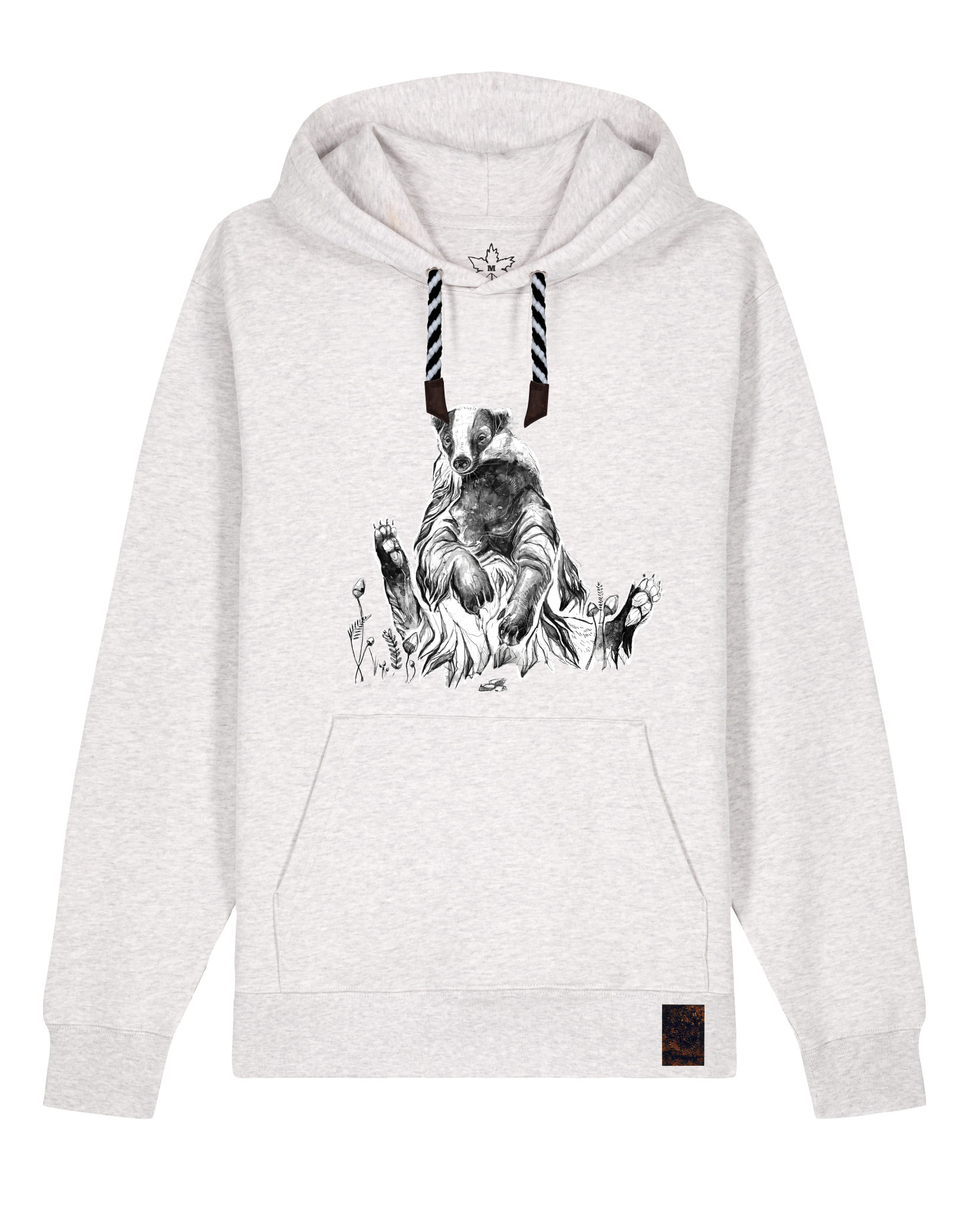 bio-unisex-medium fit-hoodie-dachs-stsu177-rennmaus-sw kordel-front