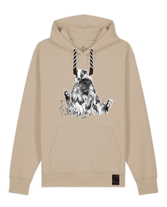 bio-unisex-medium fit-hoodie-dachs-stsu177-treibsand-sw kordel-front
