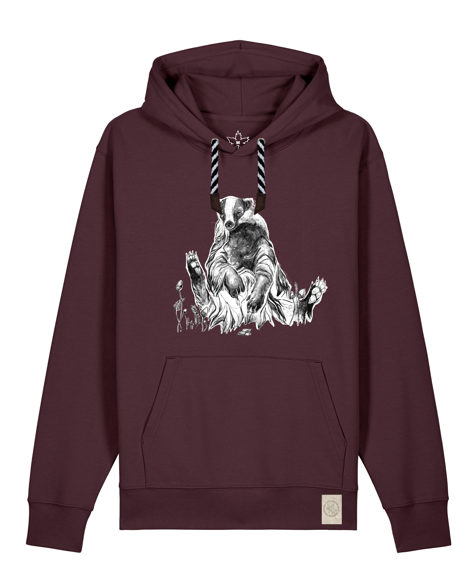 bio-unisex-medium fit-hoodie-dachs-stsu177-zartbitter-sw kordel-front