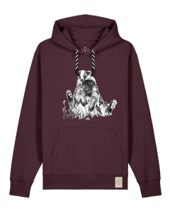 bio-unisex-medium fit-hoodie-dachs-stsu177-zartbitter-sw kordel-front