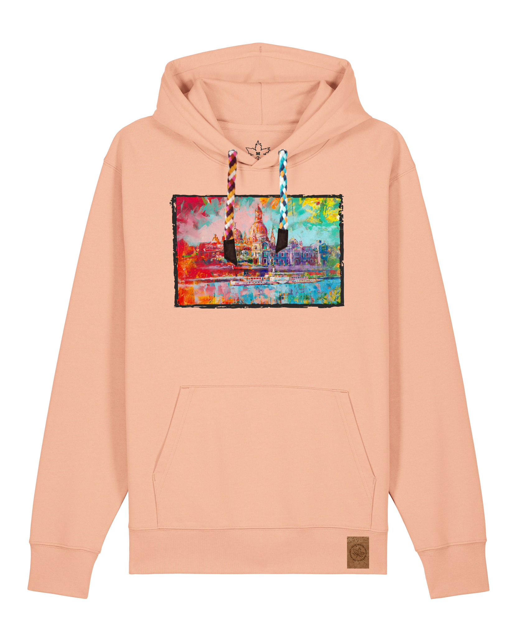 bio-unisex-medium fit-hoodie-dresden-stsu177-agyptische keramik-bunte kordel-front