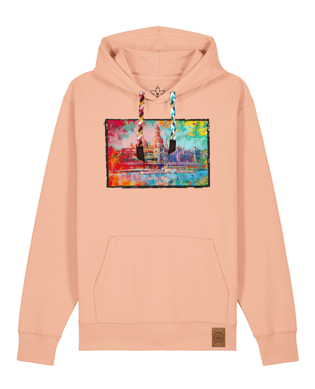 bio-unisex-medium fit-hoodie-dresden-stsu177-agyptische keramik-bunte kordel-front
