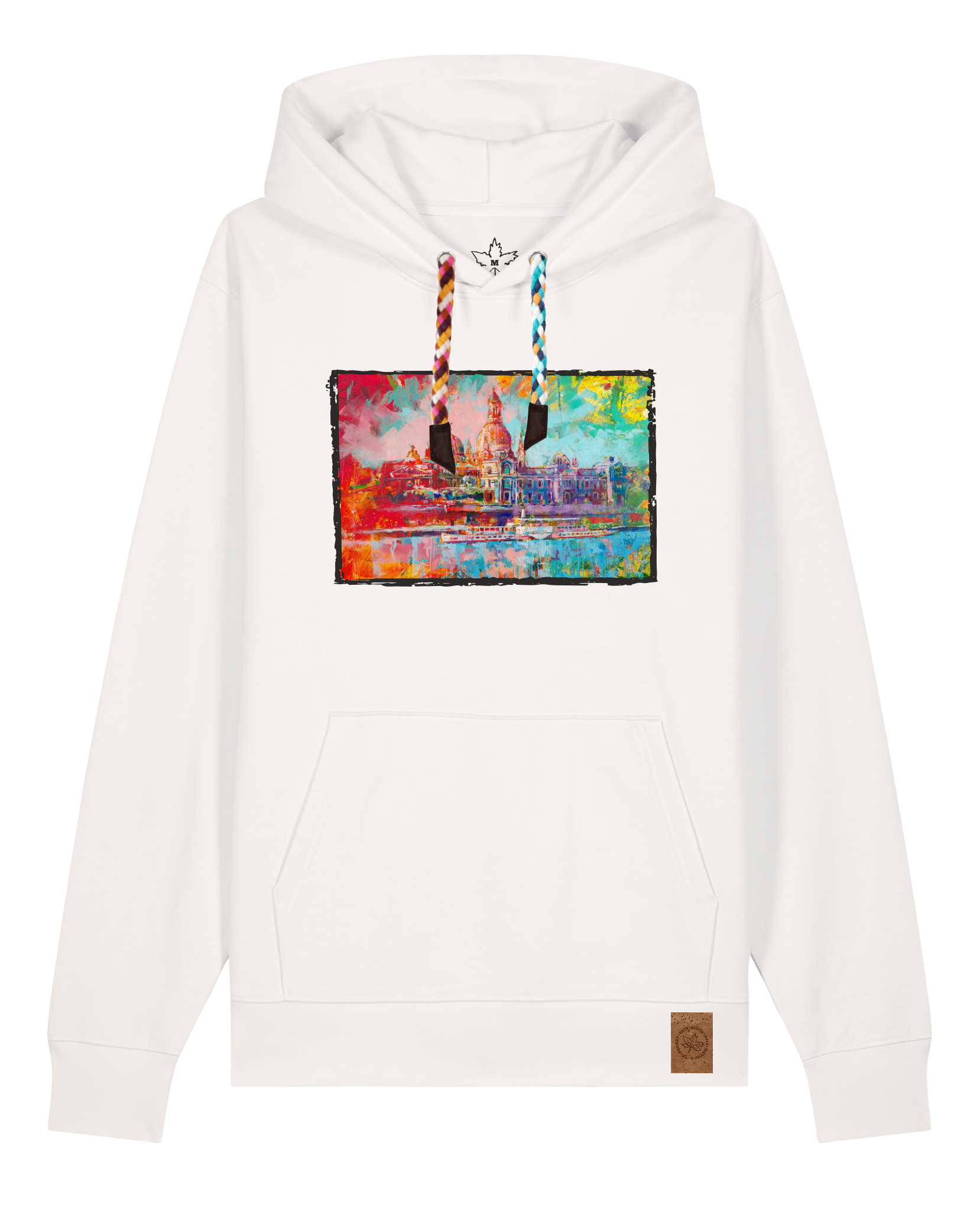 bio-unisex-medium fit-hoodie-dresden-stsu177-bio ei-bunte kordel-front
