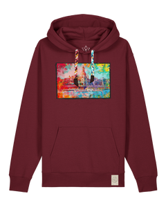 bio-unisex-medium fit-hoodie-dresden-stsu177-burgunder rot-bunte kordel-front