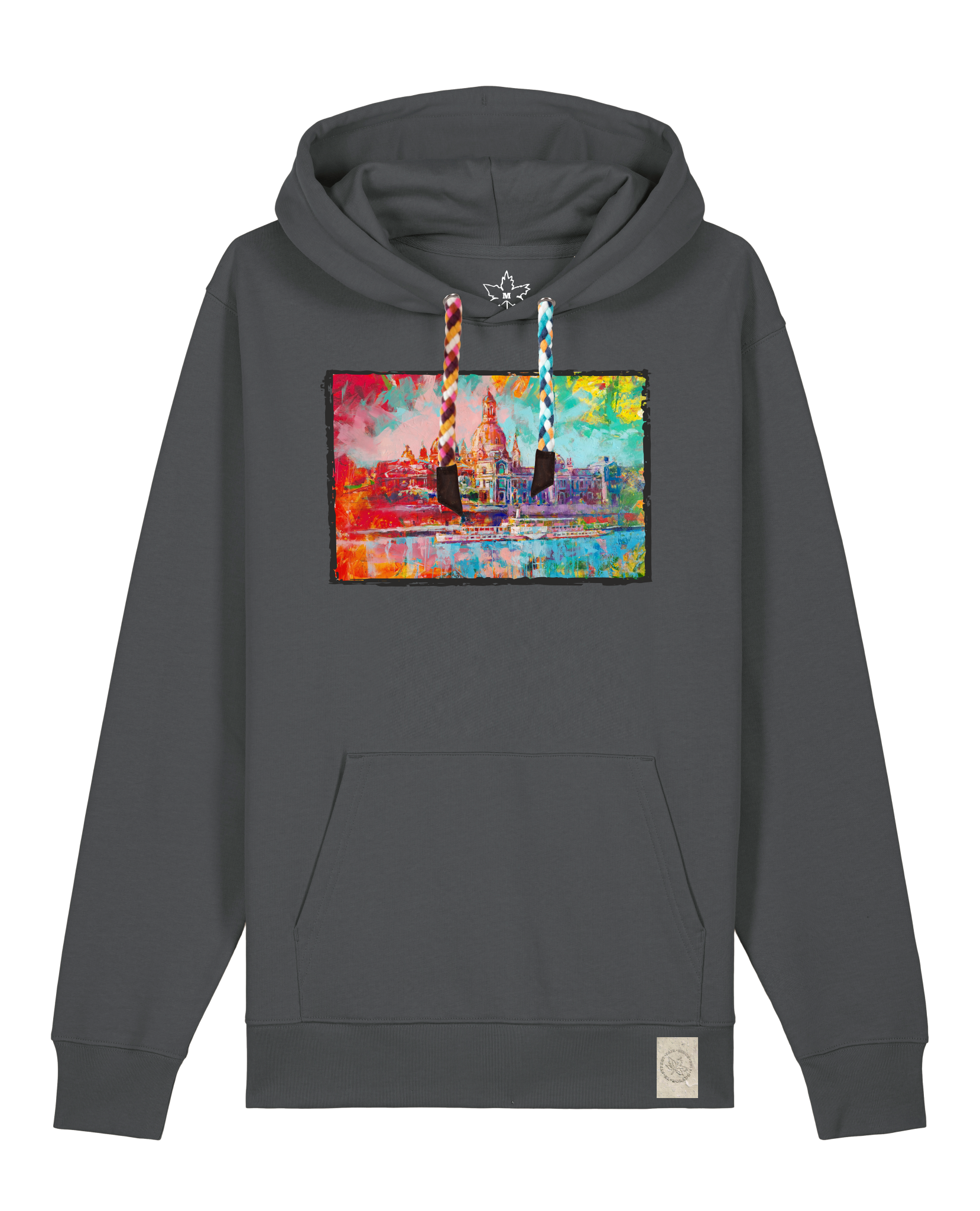 bio-unisex-medium fit-hoodie-dresden-stsu177-eisen-bunte kordel-front