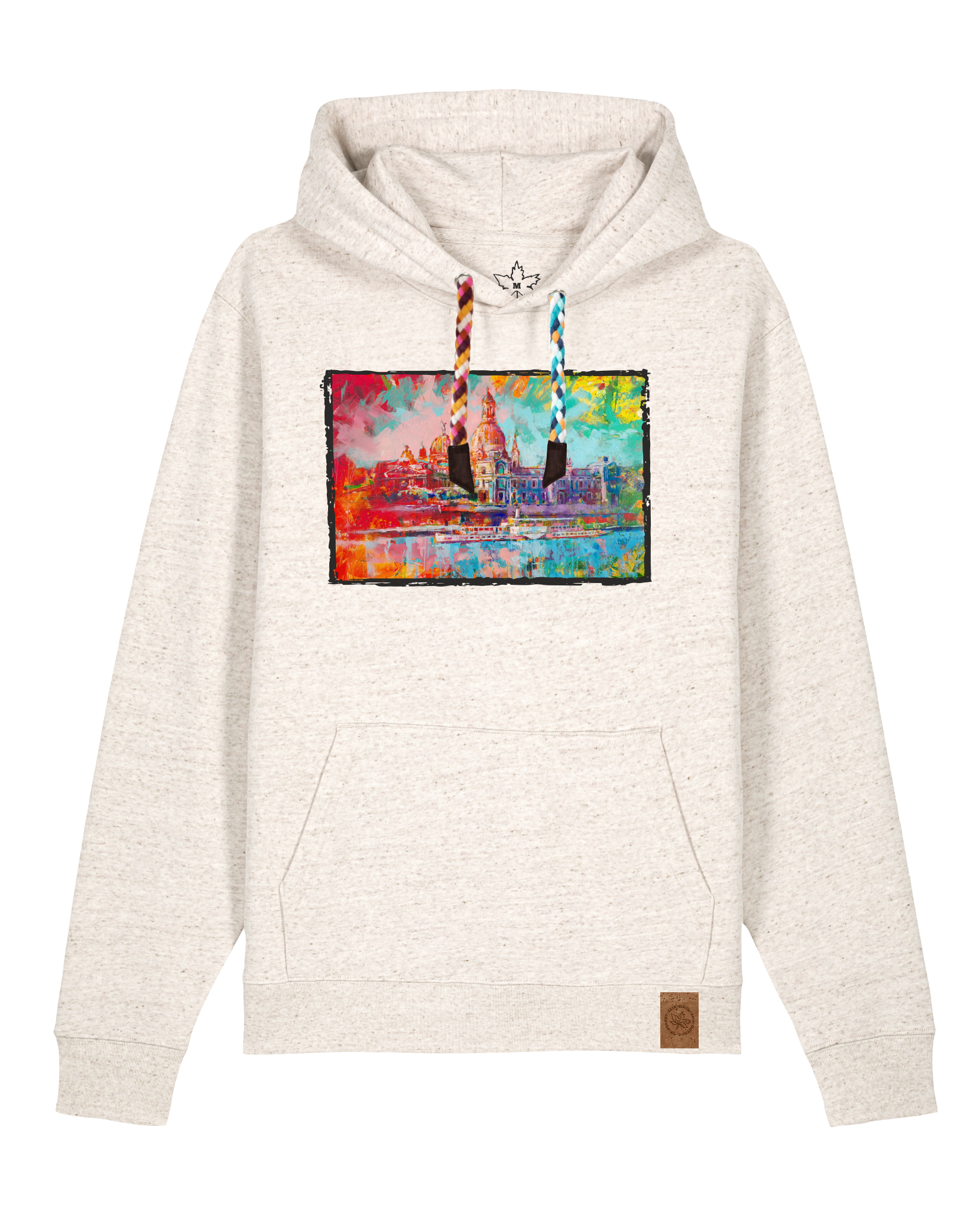 bio-unisex-medium fit-hoodie-dresden-stsu177-elbsandstein-bunte kordel-front