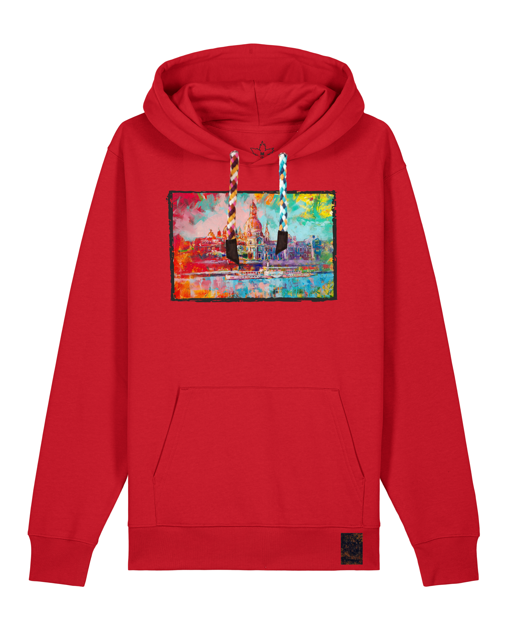 bio-unisex-medium fit-hoodie-dresden-stsu177-erdbeere-bunte kordel-front