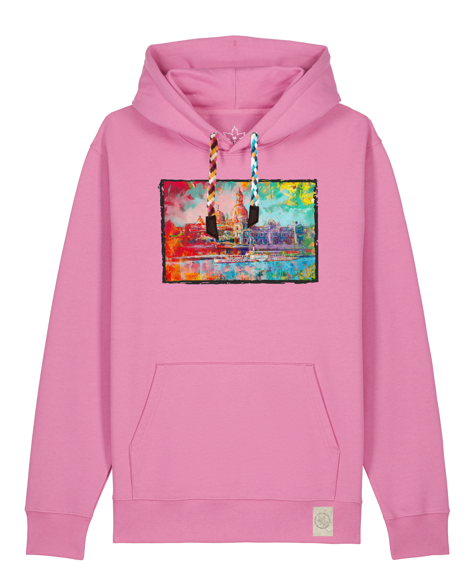 bio-unisex-medium fit-hoodie-dresden-stsu177-kaugummi-bunte kordel-front