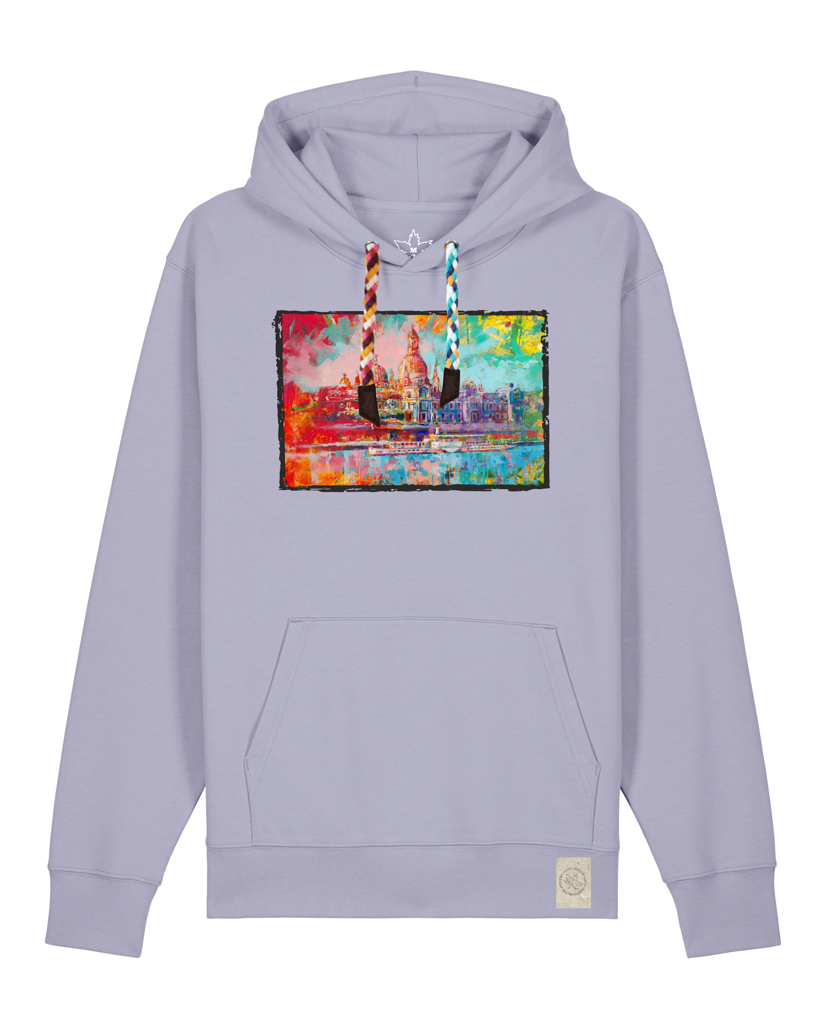 bio-unisex-medium fit-hoodie-dresden-stsu177-lavender-bunte kordel-front