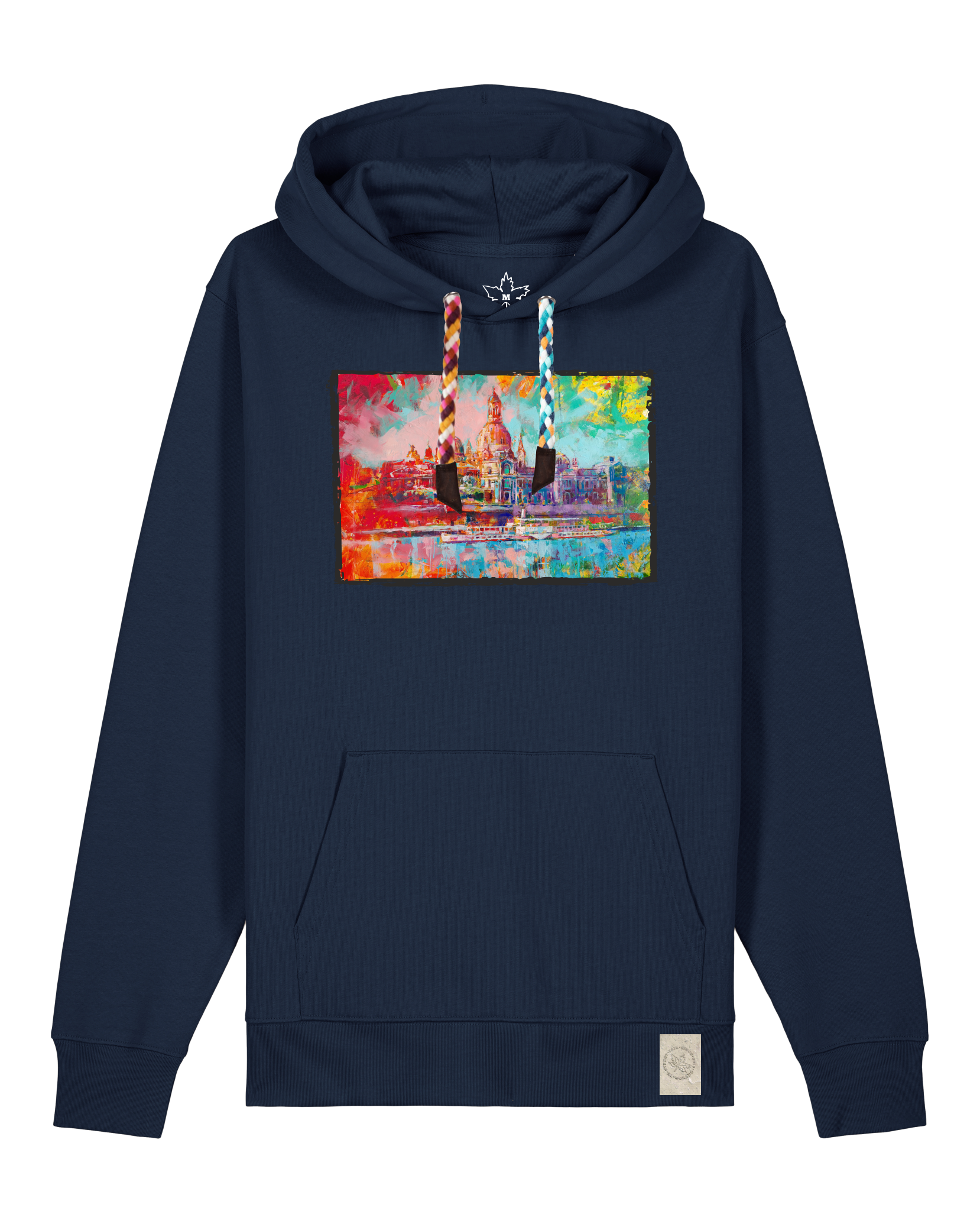 bio-unisex-medium fit-hoodie-dresden-stsu177-marine-bunte kordel-front