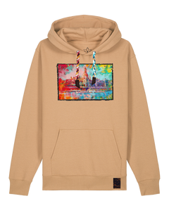 bio-unisex-medium fit-hoodie-dresden-stsu177-meersand-bunte kordel-front
