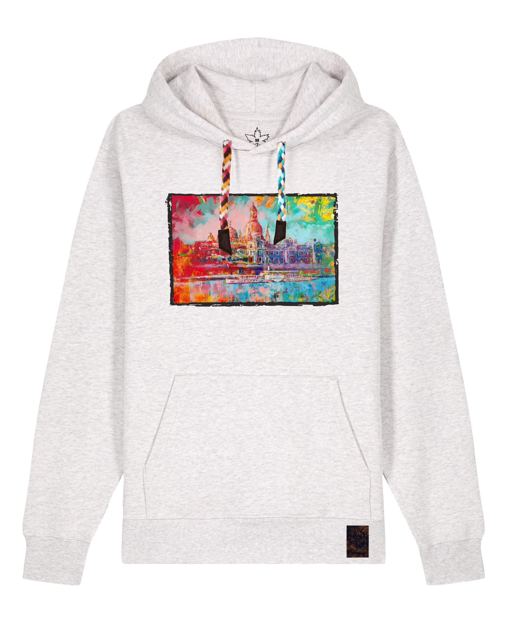 bio-unisex-medium fit-hoodie-dresden-stsu177-rennmaus-bunte kordel-front