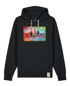 bio-unisex-medium fit-hoodie-dresden-stsu177-schwarz-bunte kordel-front