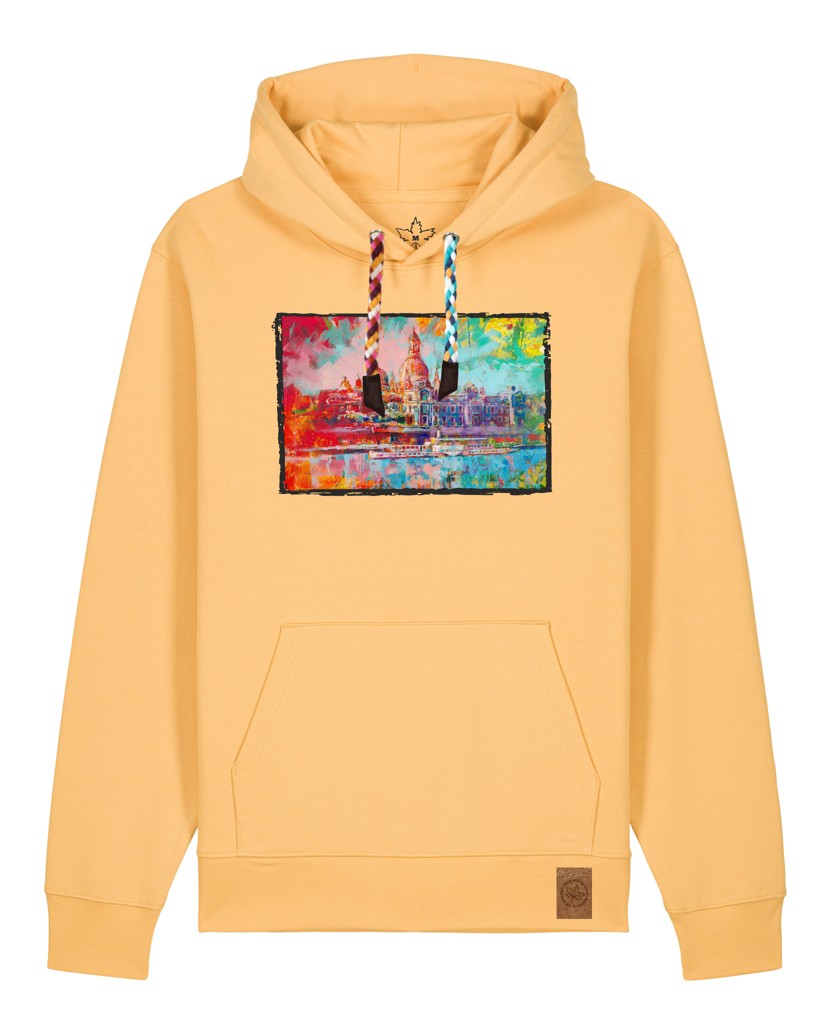 bio-unisex-medium fit-hoodie-dresden-stsu177-senfkorn-bunte kordel-front