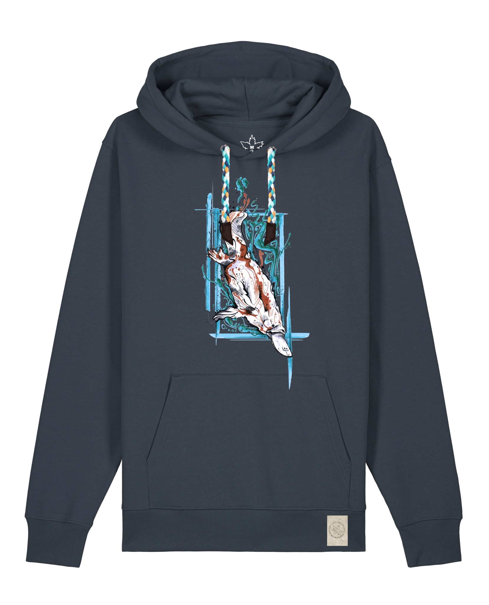 bio-unisex-medium fit-hoodie-duckbilly platy-stsu177-blaubeernacht-blaue kordel-front