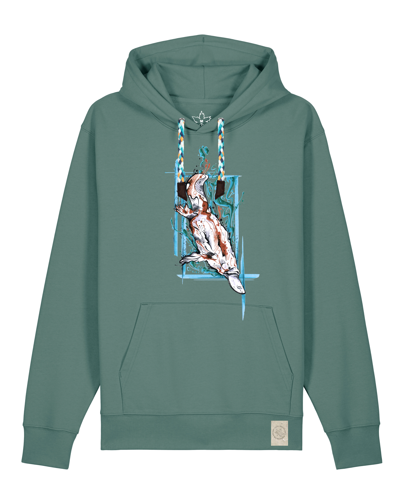 bio-unisex-medium fit-hoodie-duckbilly platy-stsu177-blautanne-blaue kordel-front