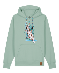 bio-unisex-medium fit-hoodie-duckbilly platy-stsu177-eukalyptus-blaue kordel-front