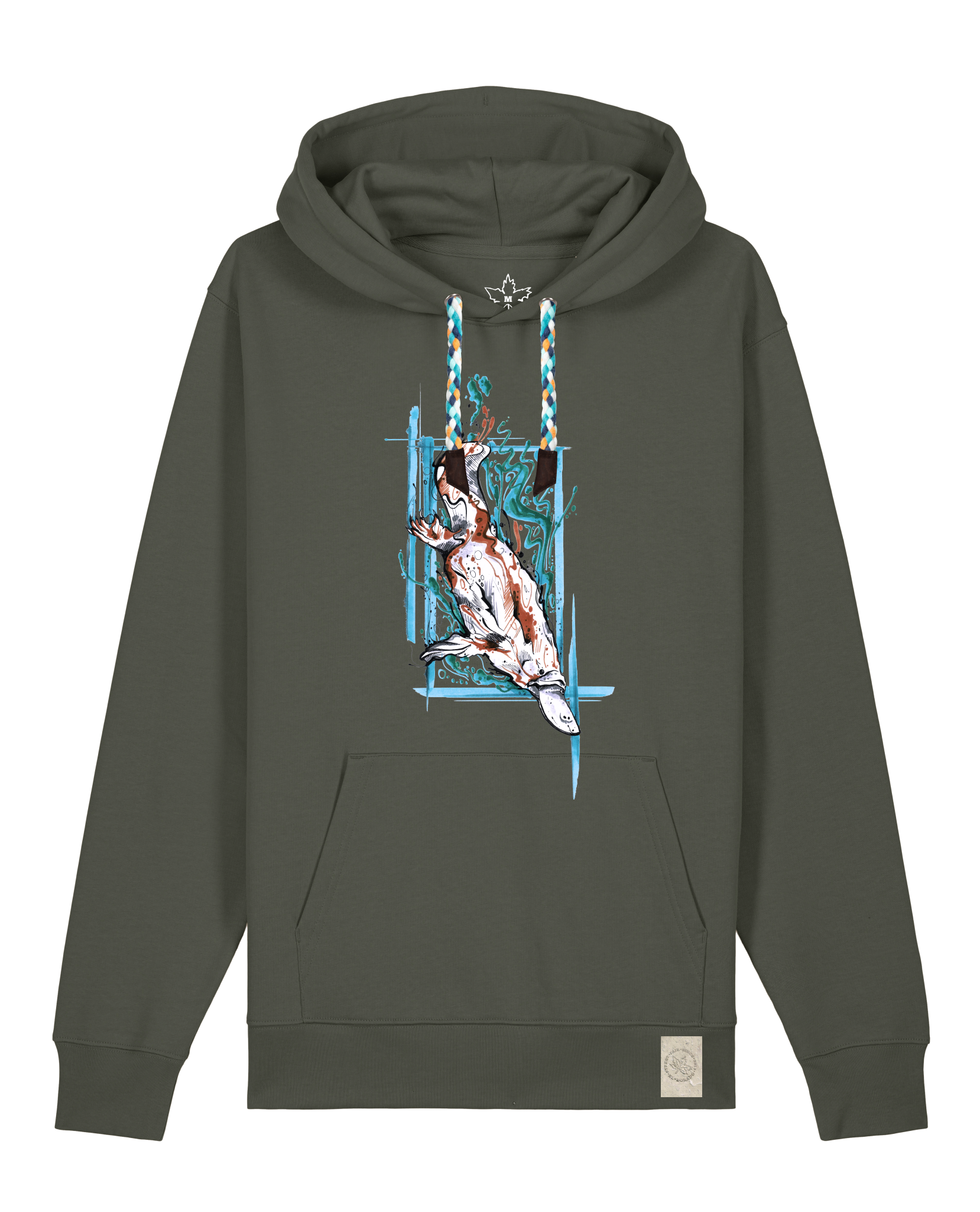 bio-unisex-medium fit-hoodie-duckbilly platy-stsu177-grunkohl-blaue kordel-front