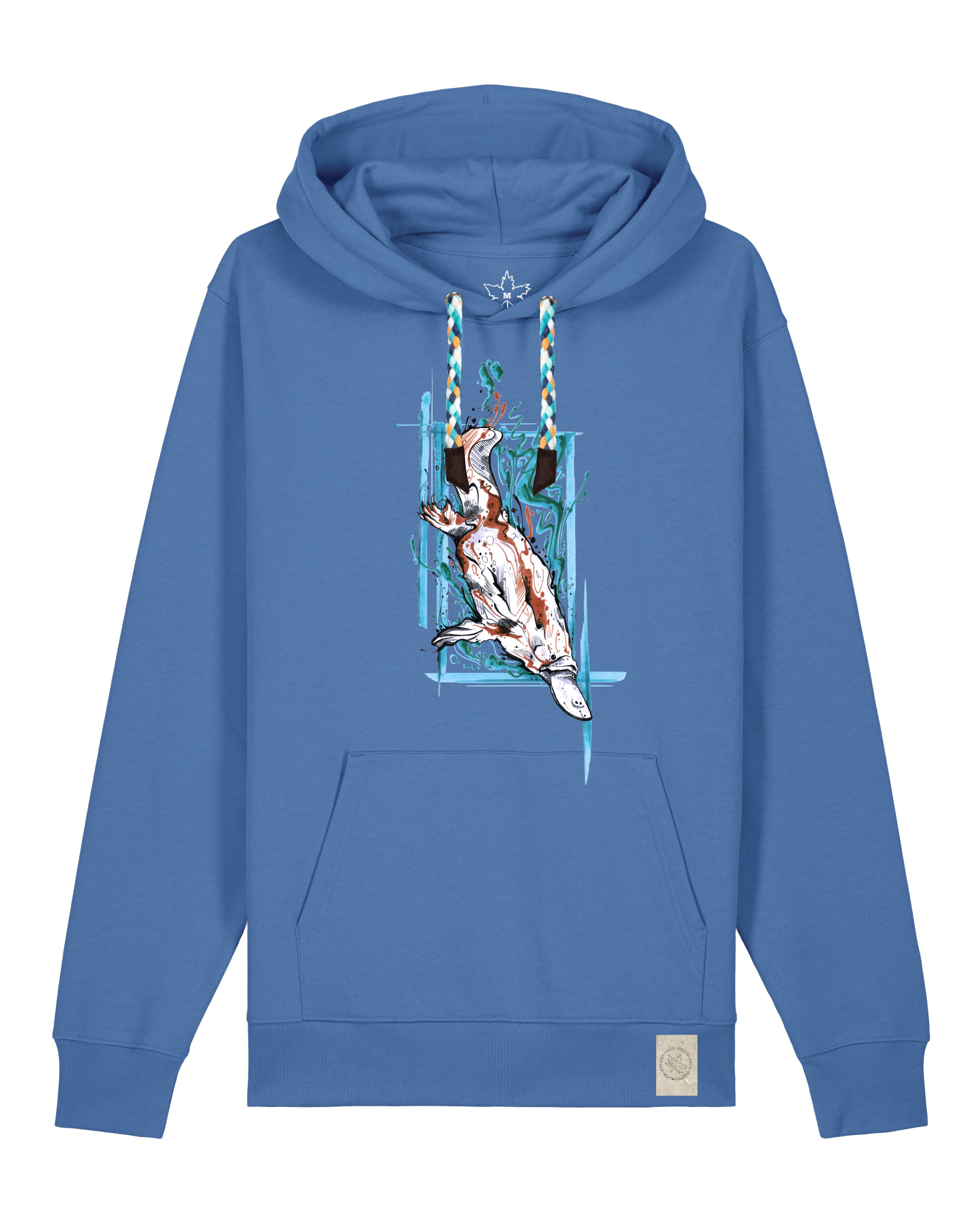bio-unisex-medium fit-hoodie-duckbilly platy-stsu177-hortensie-blaue kordel-front