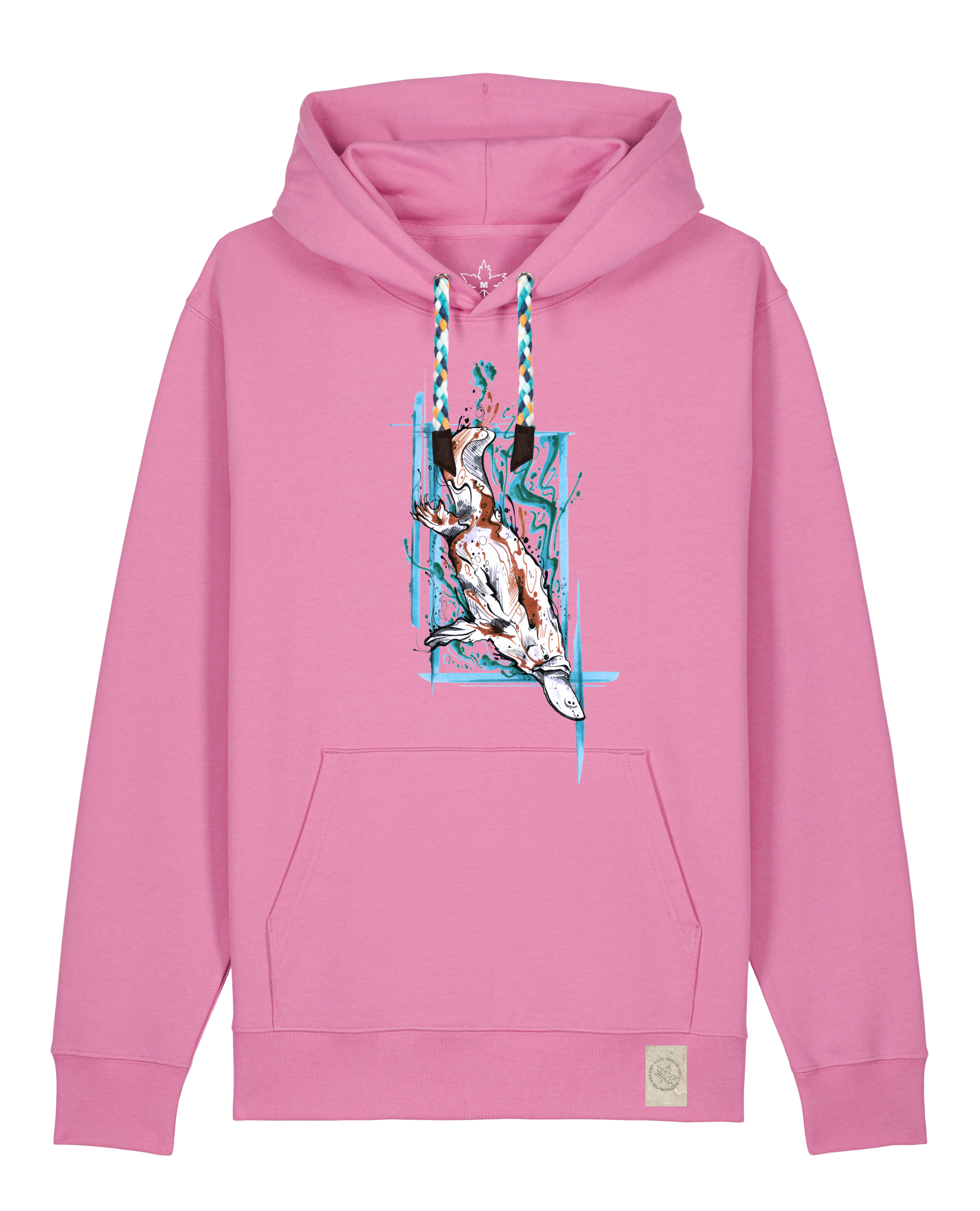 bio-unisex-medium fit-hoodie-duckbilly platy-stsu177-kaugummi-blaue kordel-front