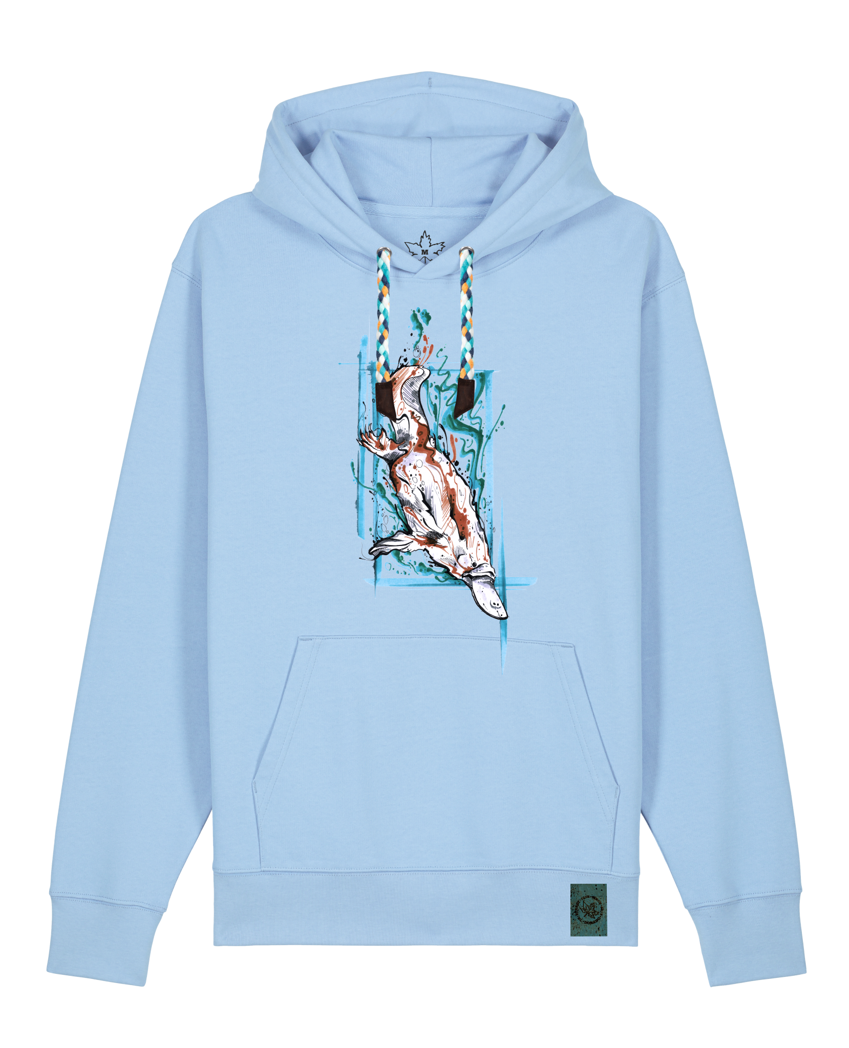 bio-unisex-medium fit-hoodie-duckbilly platy-stsu177-lagune-blaue kordel-front