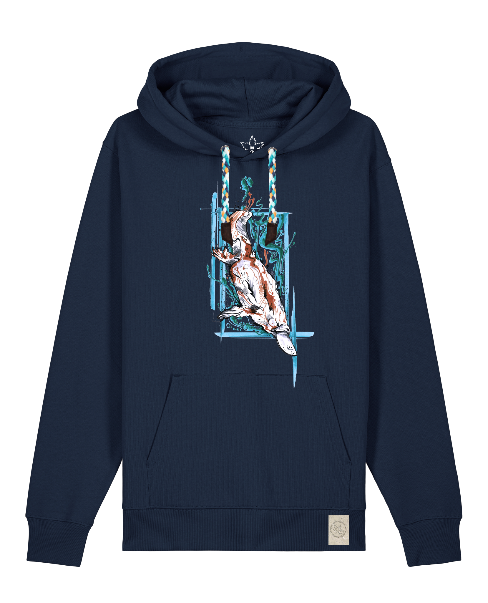 bio-unisex-medium fit-hoodie-duckbilly platy-stsu177-marine-blaue kordel-front
