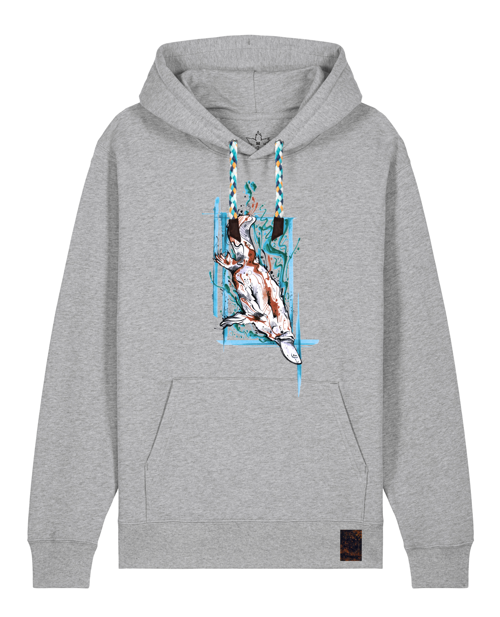 bio-unisex-medium fit-hoodie-duckbilly platy-stsu177-mausgrau-blaue kordel-front