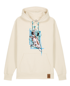 bio-unisex-medium fit-hoodie-duckbilly platy-stsu177-natur-blaue kordel-front