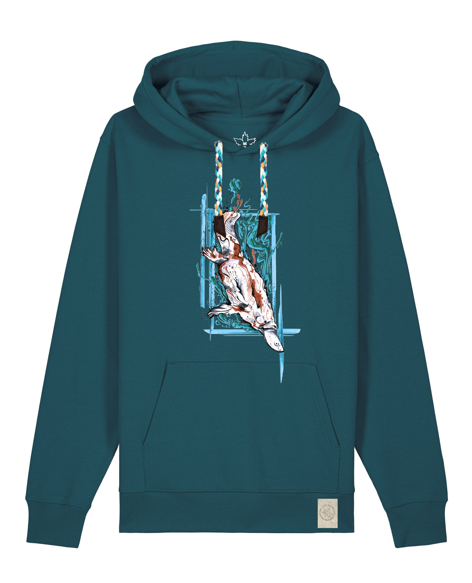 bio-unisex-medium fit-hoodie-duckbilly platy-stsu177-nordmanntanne-blaue kordel-front