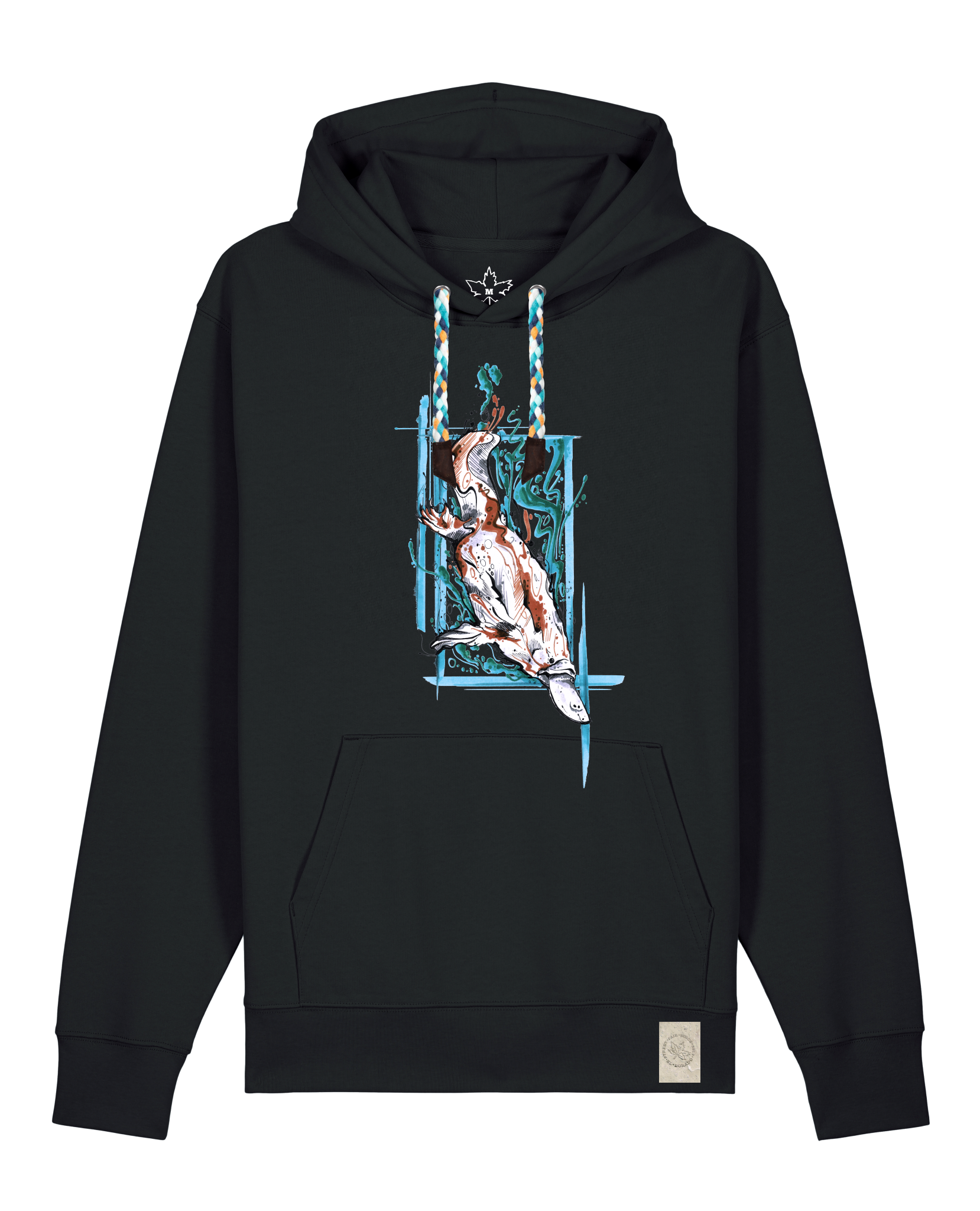 bio-unisex-medium fit-hoodie-duckbilly platy-stsu177-schwarz-blaue kordel-front