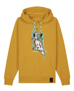 bio-unisex-medium fit-hoodie-duckbilly platy-stsu177-senf-blaue kordel-front