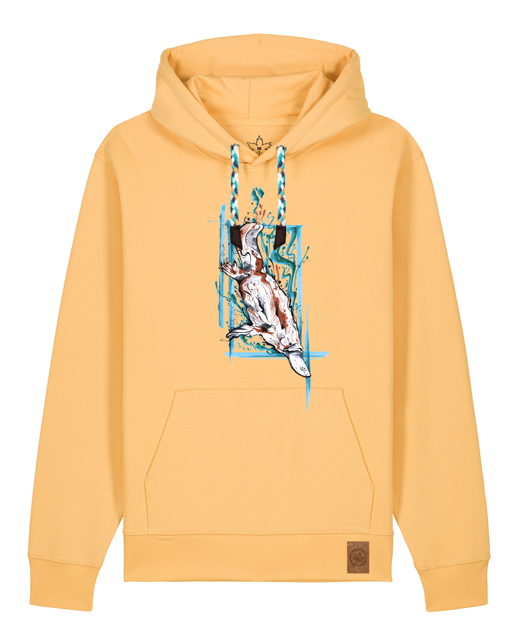 bio-unisex-medium fit-hoodie-duckbilly platy-stsu177-senfkorn-blaue kordel-front