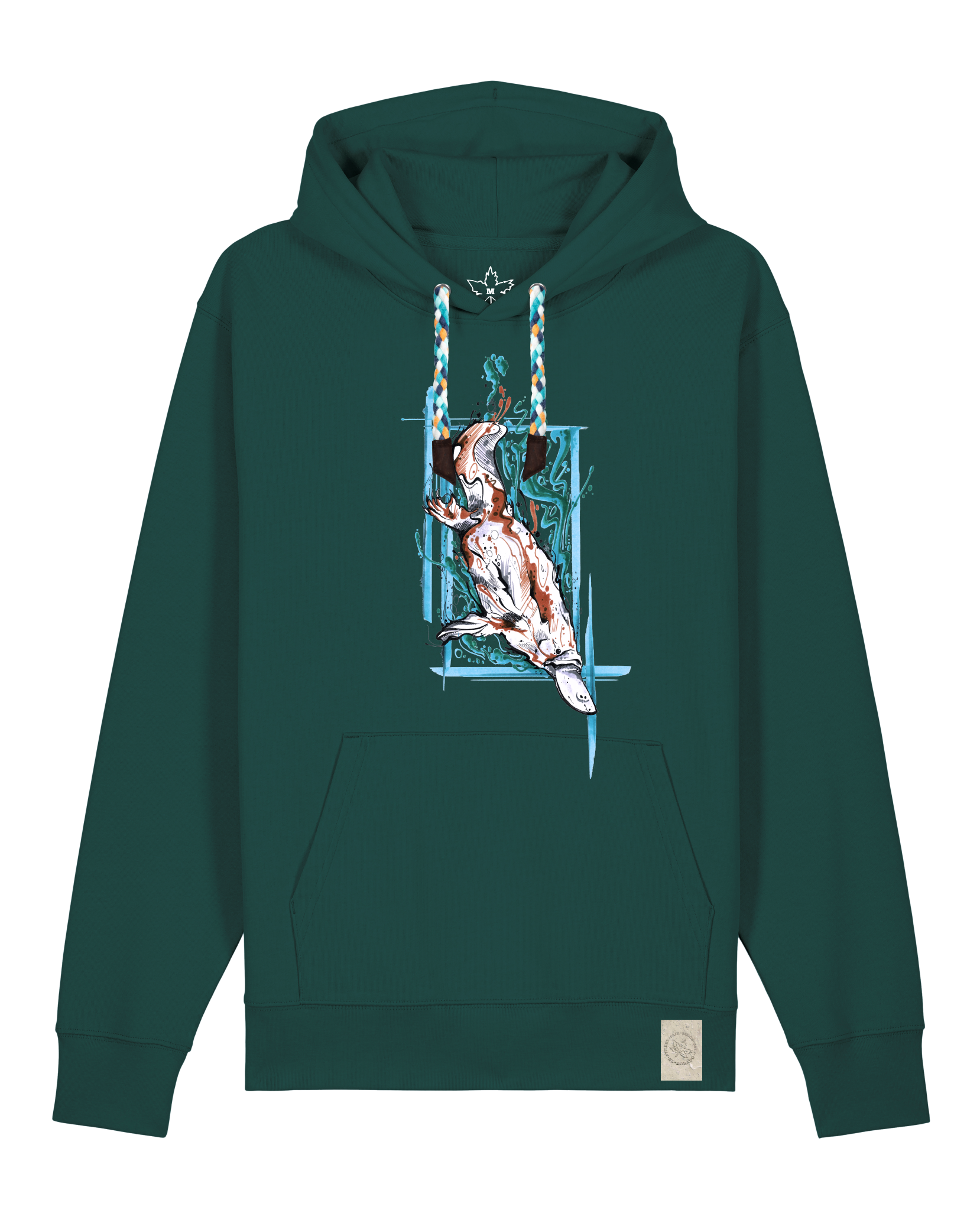 bio-unisex-medium fit-hoodie-duckbilly platy-stsu177-spirulina-blaue kordel-front