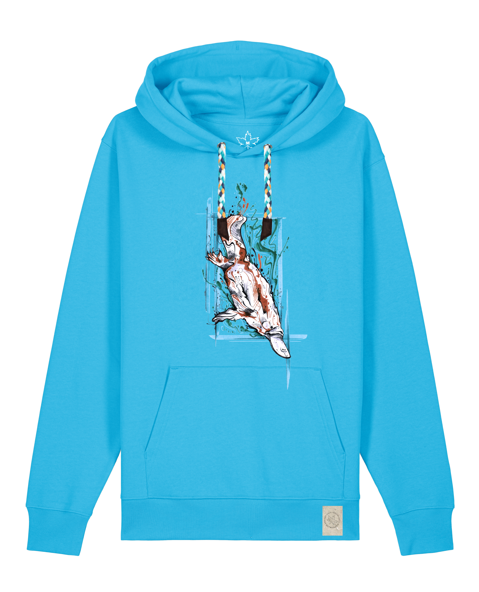 bio-unisex-medium fit-hoodie-duckbilly platy-stsu177-wasserblau-blaue kordel-front