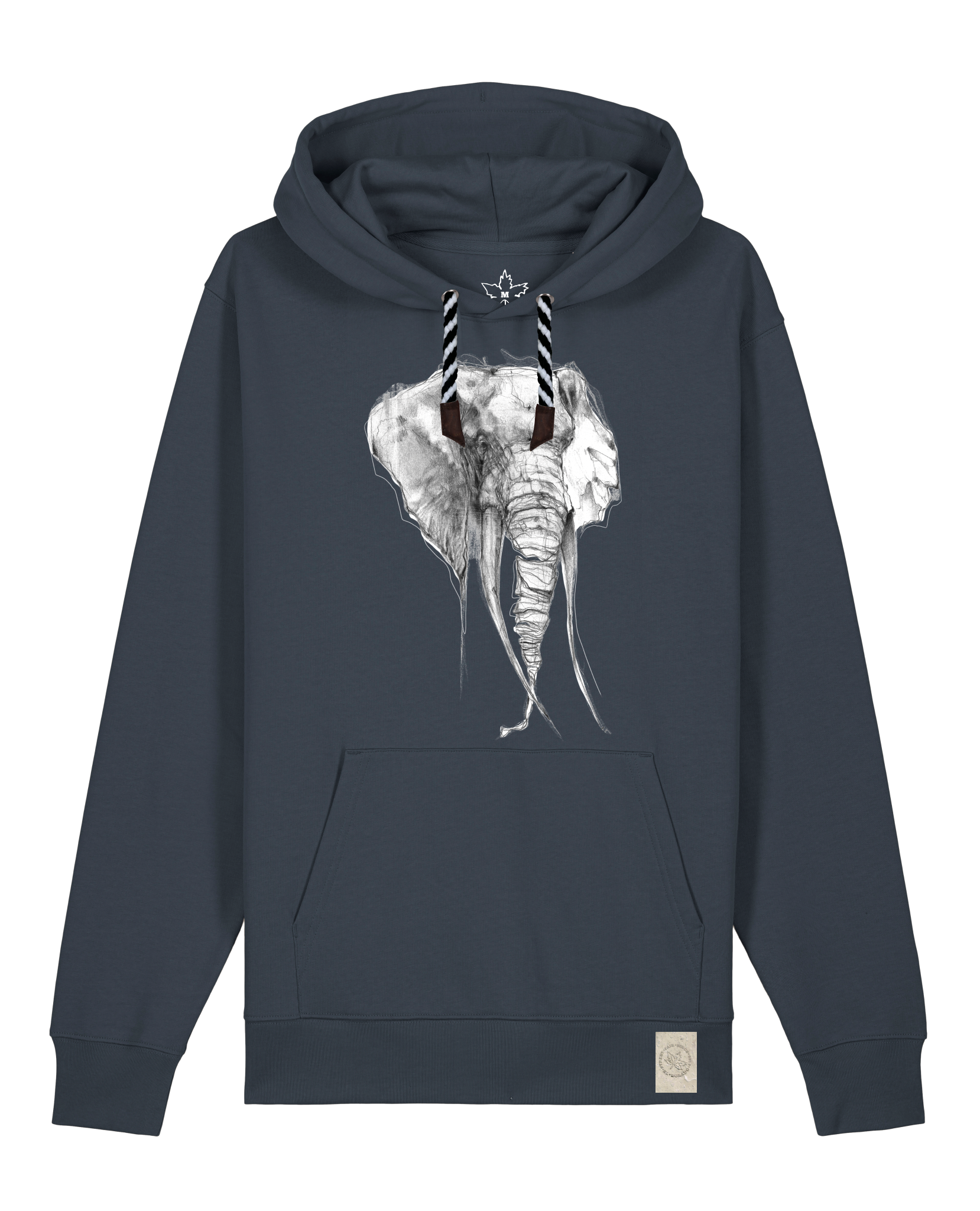bio-unisex-medium fit-hoodie-elefant-stsu177-blaubeernacht-sw kordel-front