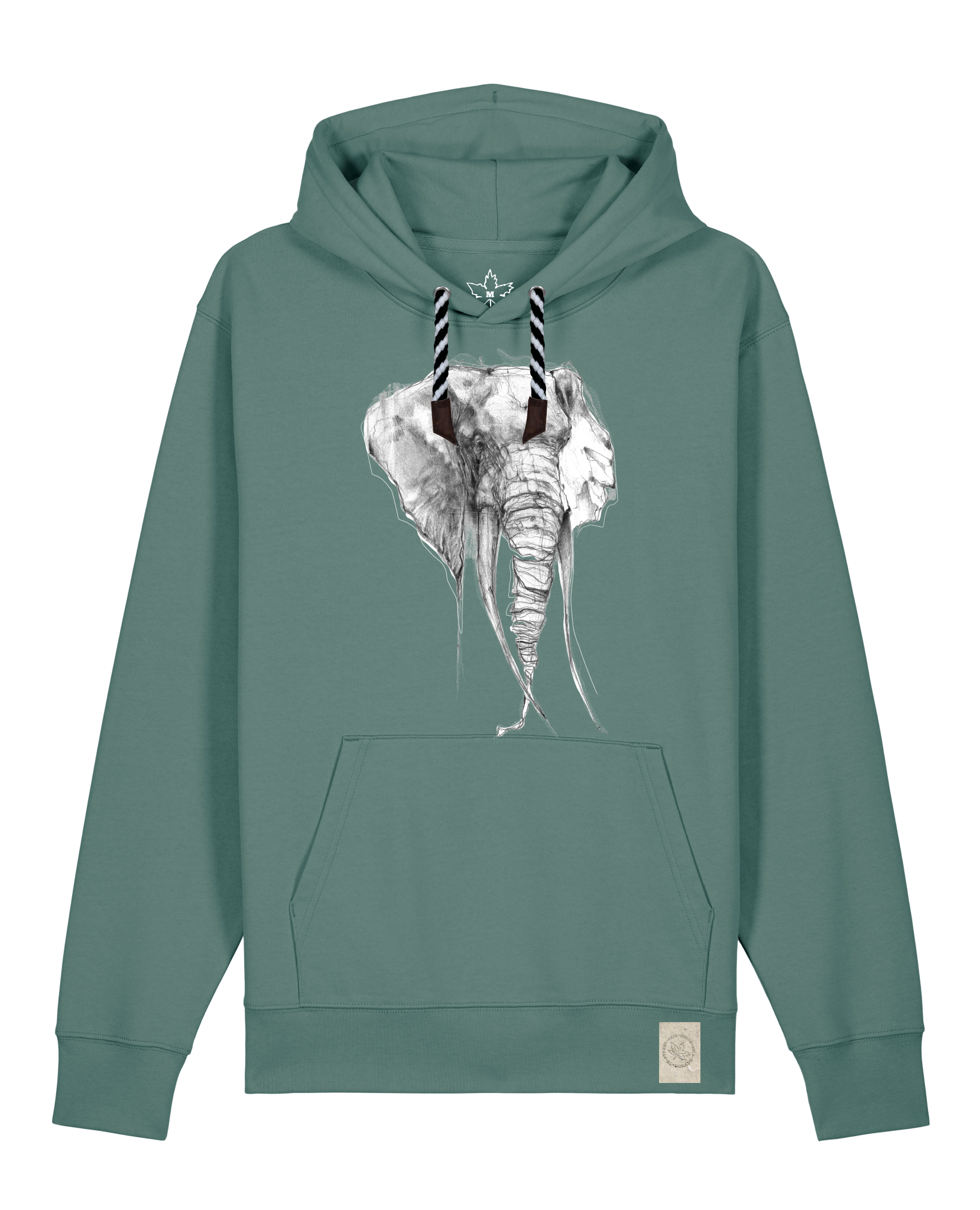 bio-unisex-medium fit-hoodie-elefant-stsu177-blautanne-sw kordel-front