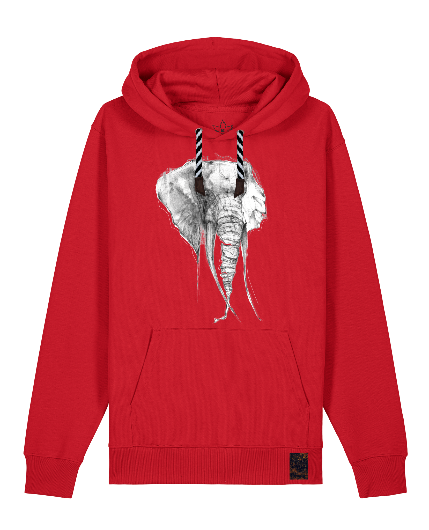 bio-unisex-medium fit-hoodie-elefant-stsu177-erdbeere-sw kordel-front