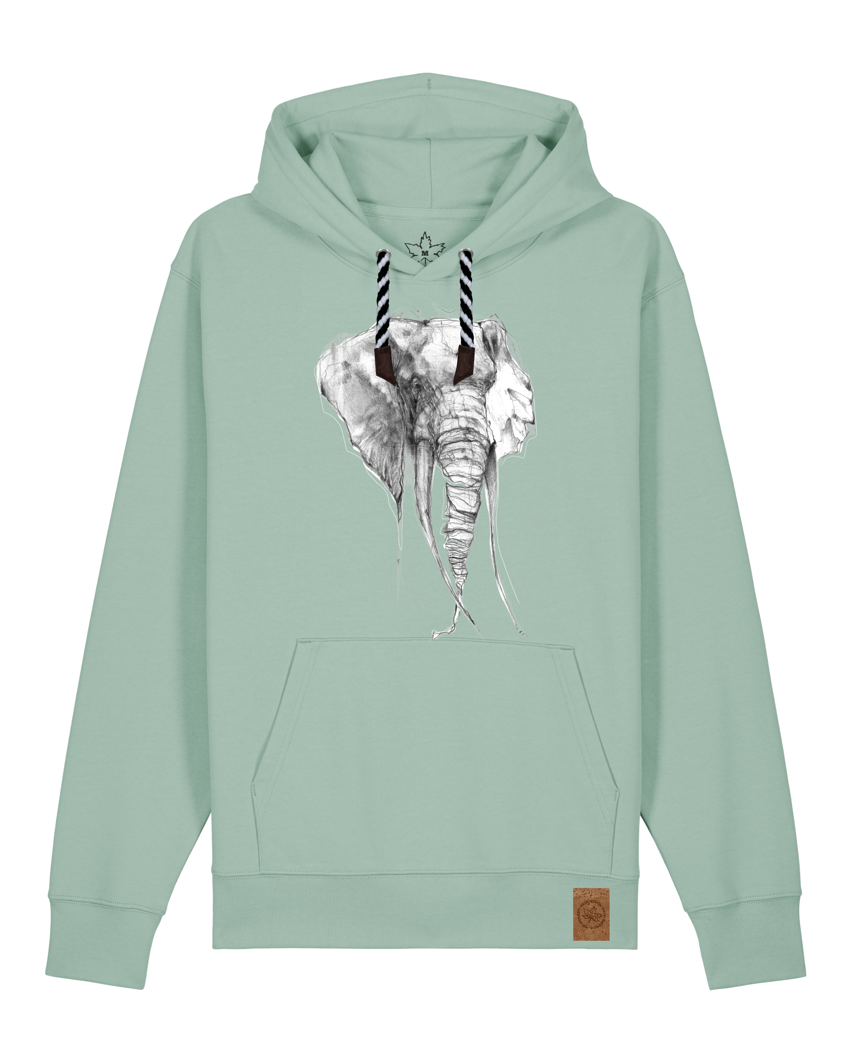 bio-unisex-medium fit-hoodie-elefant-stsu177-eukalyptus-sw kordel-front
