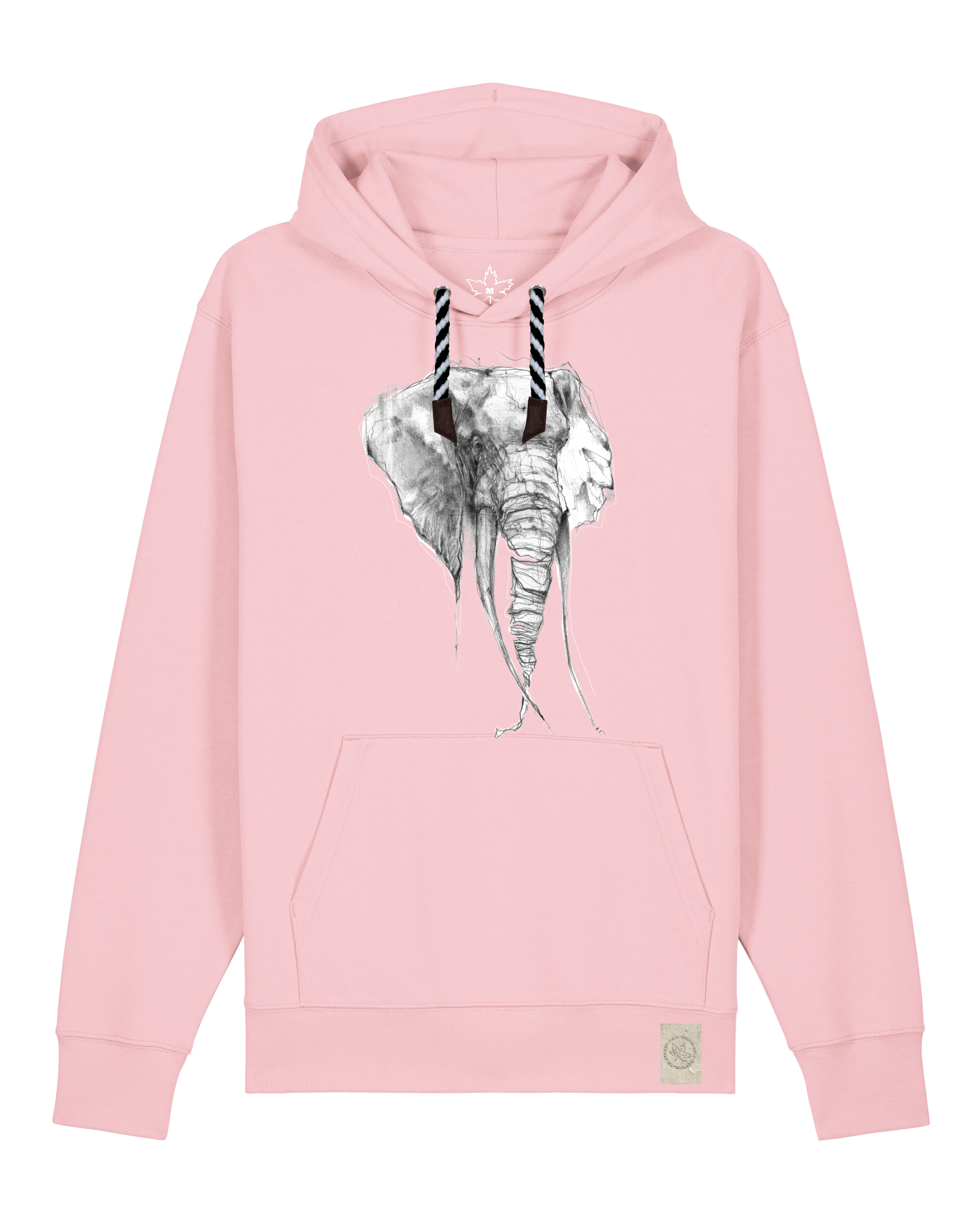 bio-unisex-medium fit-hoodie-elefant-stsu177-flamingo-sw kordel-front