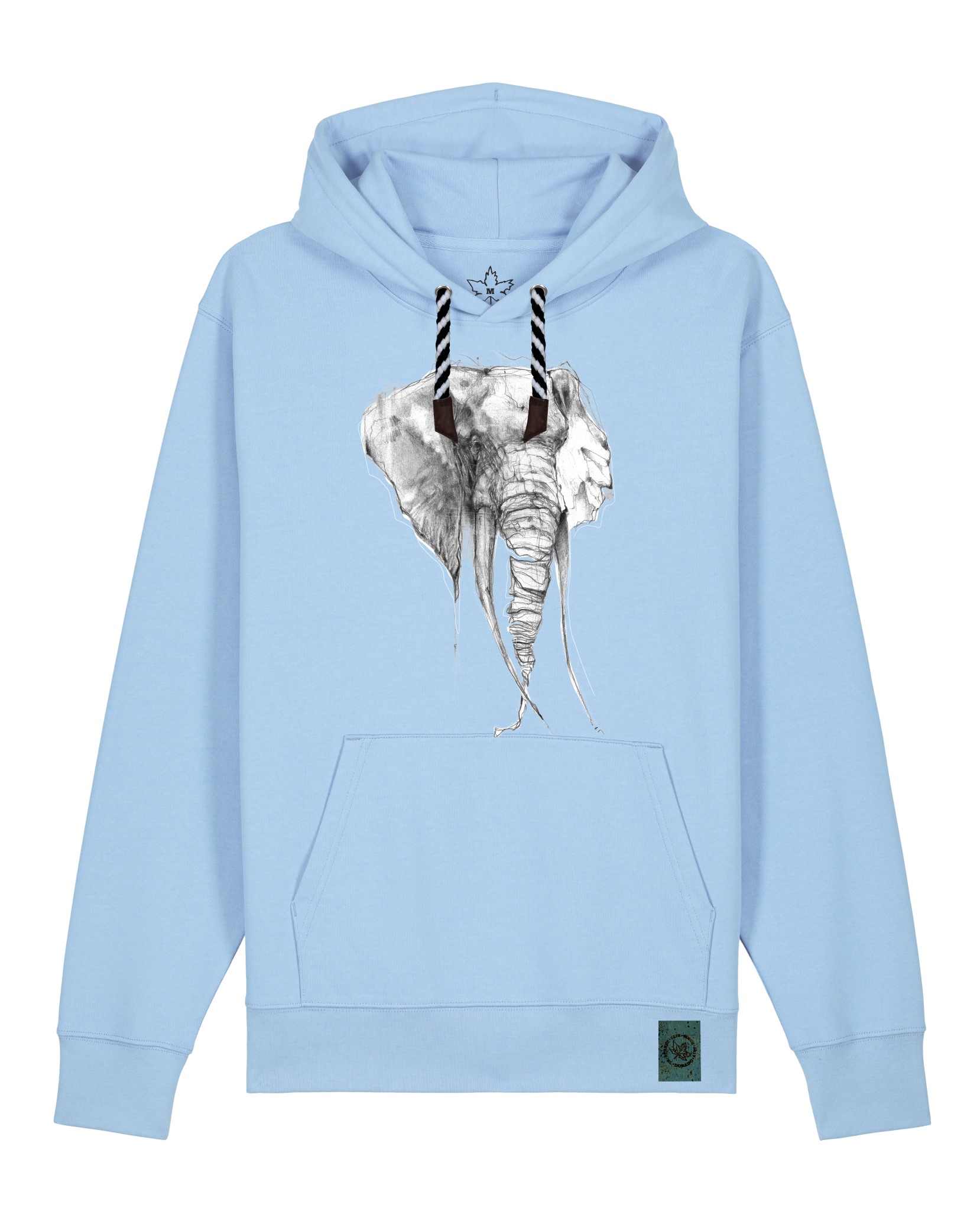 bio-unisex-medium fit-hoodie-elefant-stsu177-lagune-sw kordel-front
