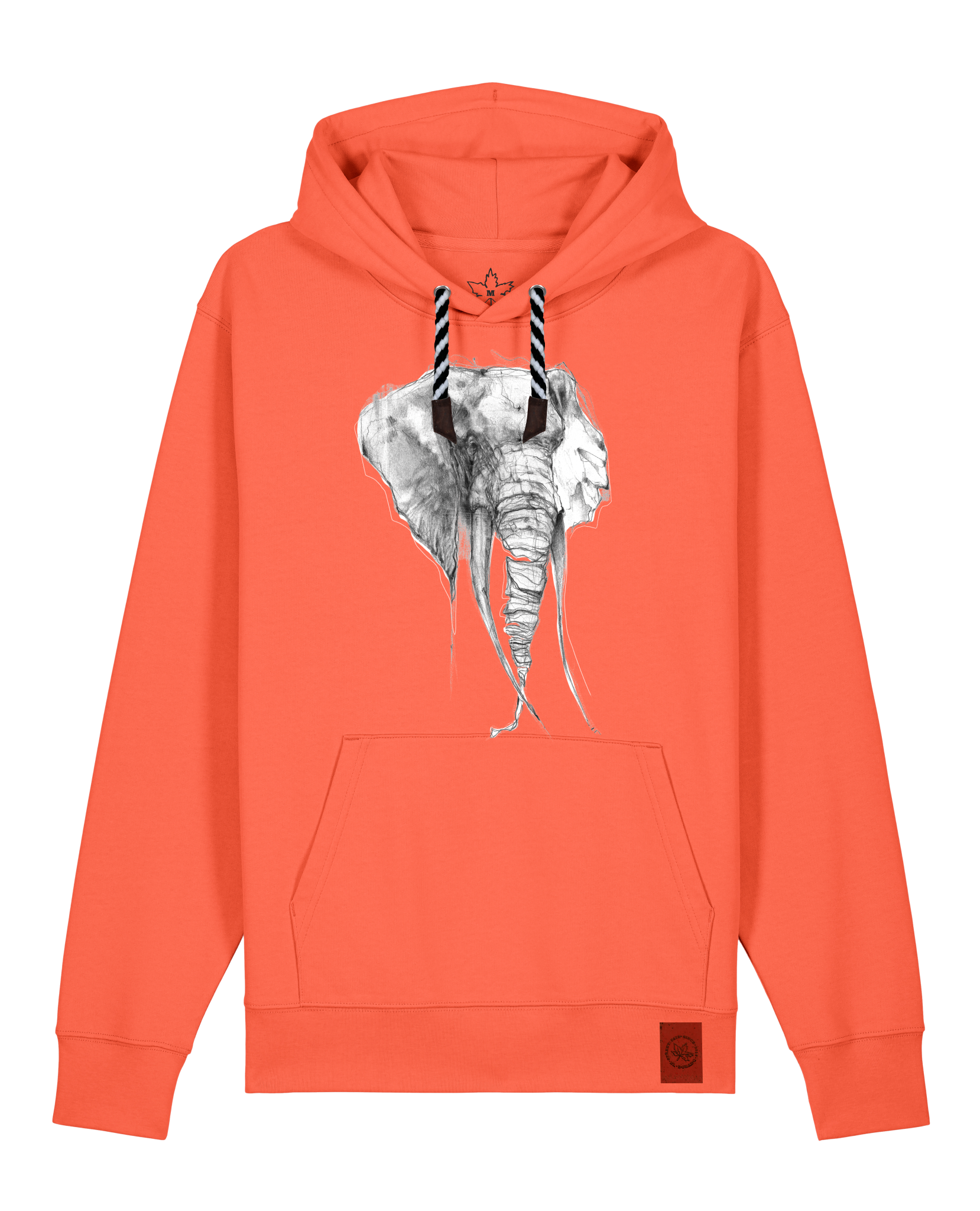 bio-unisex-medium fit-hoodie-elefant-stsu177-mandarine-sw kordel-front