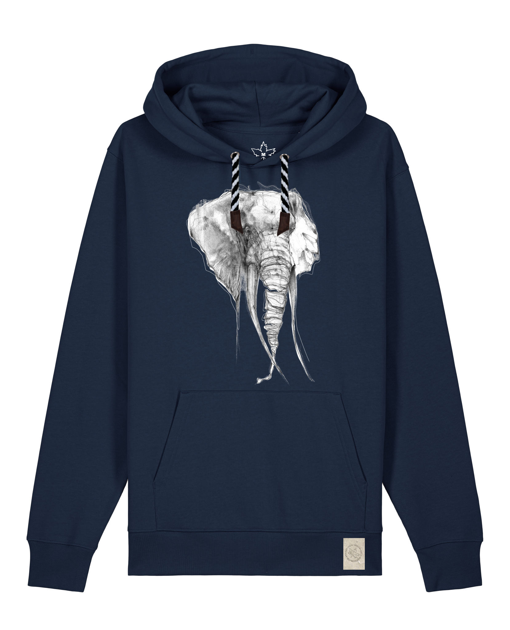 bio-unisex-medium fit-hoodie-elefant-stsu177-marine-sw kordel-front