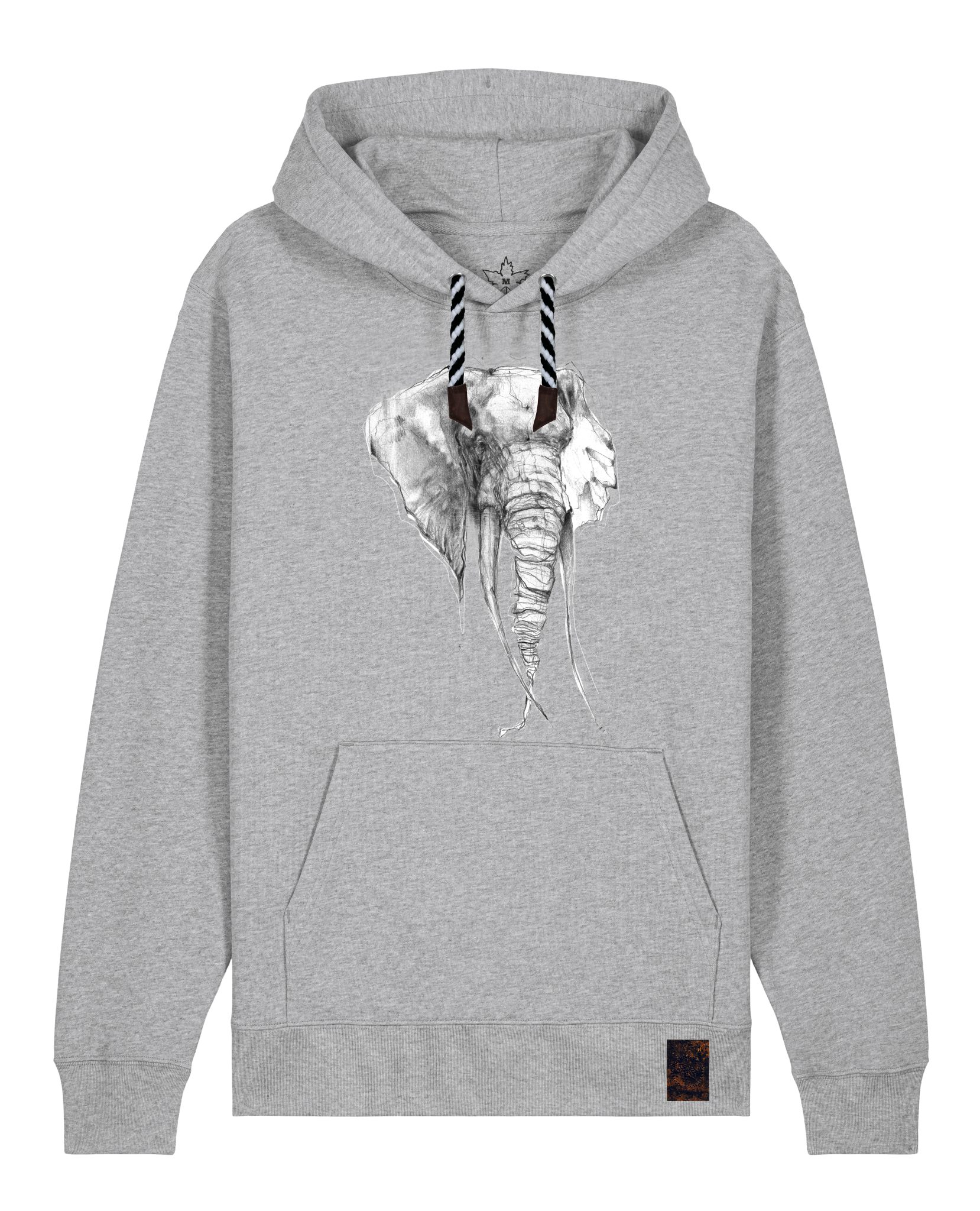 bio-unisex-medium fit-hoodie-elefant-stsu177-mausgrau-sw kordel-front