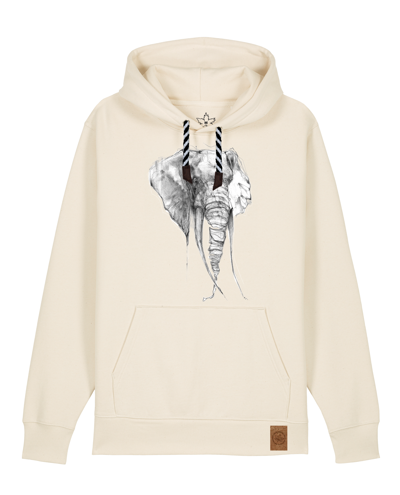 bio-unisex-medium fit-hoodie-elefant-stsu177-natur-sw kordel-front