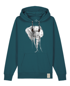 bio-unisex-medium fit-hoodie-elefant-stsu177-nordmanntanne-sw kordel-front