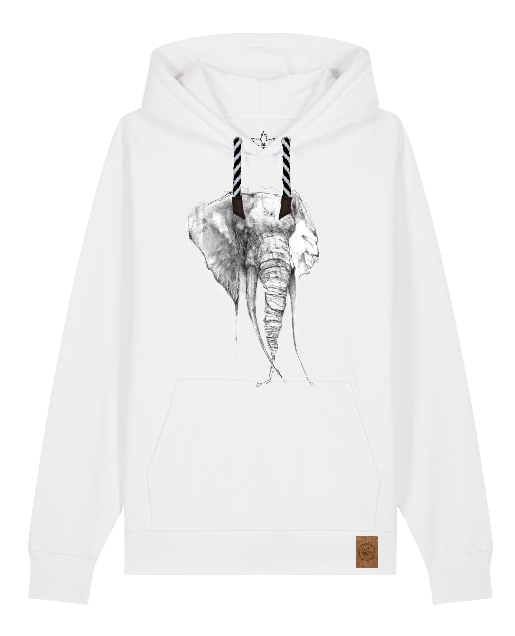 bio-unisex-medium fit-hoodie-elefant-stsu177-weiß-sw kordel-front