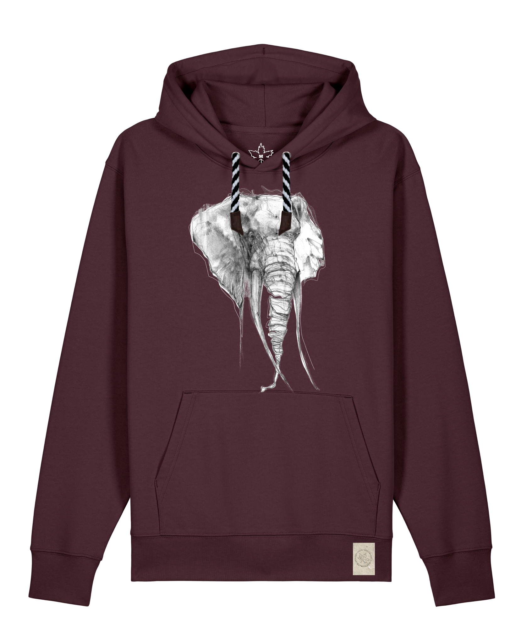 bio-unisex-medium fit-hoodie-elefant-stsu177-zartbitter-sw kordel-front