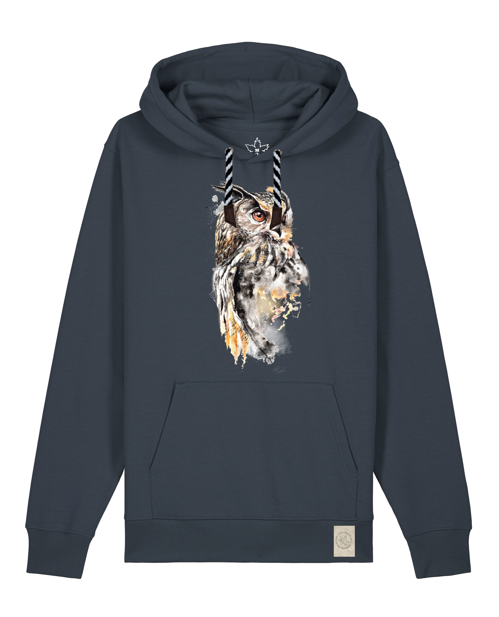 bio-unisex-medium fit-hoodie-eule-stsu177-blaubeernacht-sw kordel-front